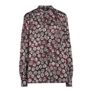 Manila Grace Burgundy Satin Blouse – Multicolor Print - Size 8-10 (TG 40 EU)